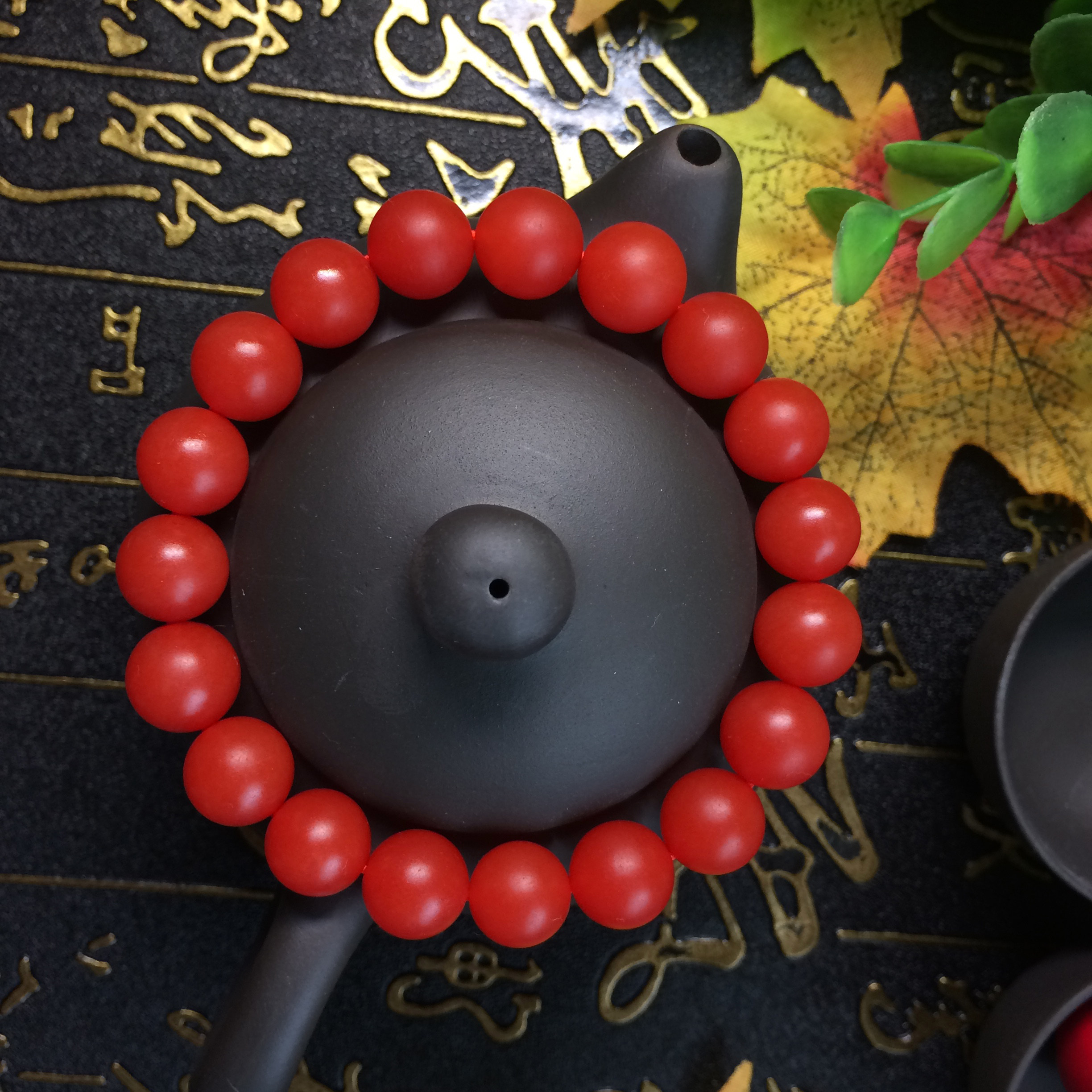 天然正宗保山南红玛瑙手链柿子红满肉满色亚光磨砂款单圈水晶手串