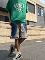 American street hip-hop summer beach gradient color casual shorts mens trendy ins loose European and American elastic vibe pants