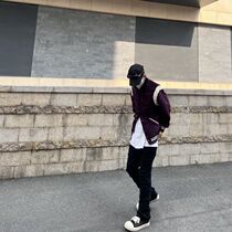 American-style fried street raw edge destruction design jeans mens ins trendy brand retro high street black micro flared casual pants