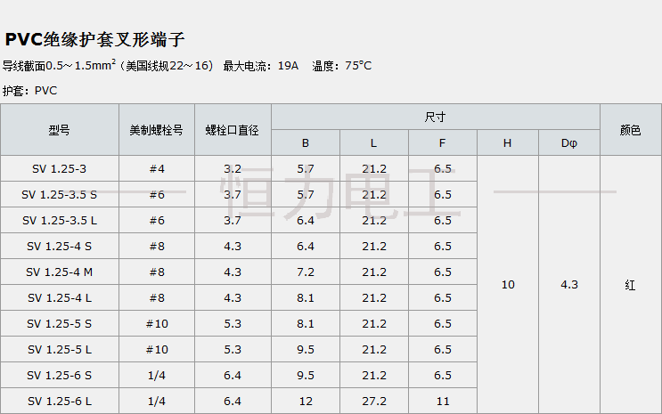 sv1.25-4s冷压接线端子 叉形预绝缘u型端子 sv1-4电线接头铜鼻子