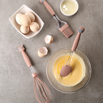 Silicone oil brush Kitchen pancake high temperature resistant egg beater cartoon cake spatula three-piece set spatula baking tool