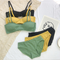 French underwear small chest bra underwear set girl Summer breathable half cup sexy without steel ring thin bra