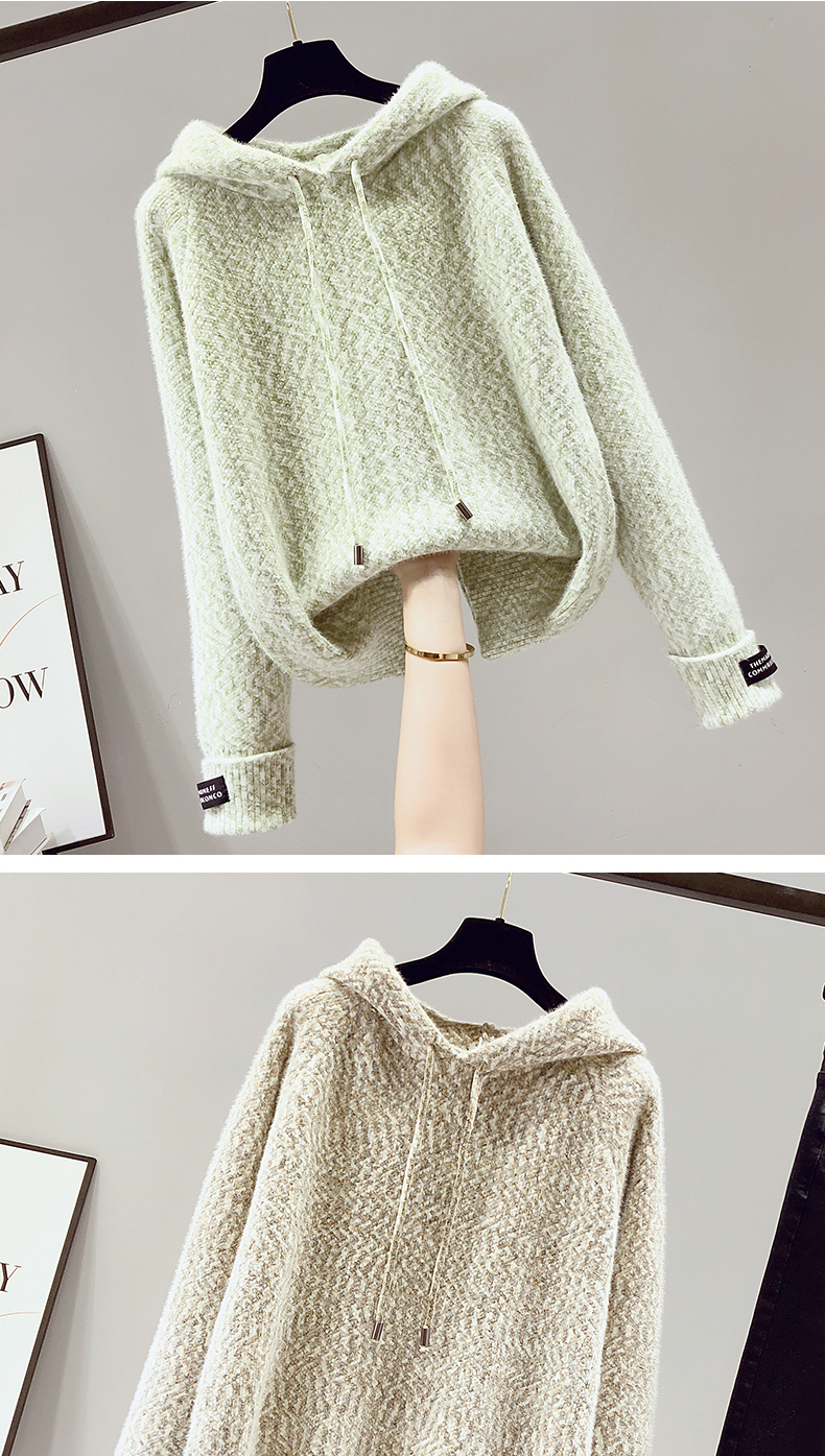 雪尼尔宽松外穿加厚女士毛衣秋冬装2020年新款连帽水貂绒外套