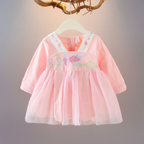 2021 autumn girls New Hanfu female baby antique dress infant 1-2 3 years old autumn clothes tide