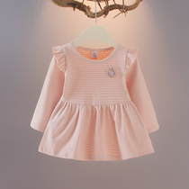 2021 autumn girl baby baby T-shirt strip infant 1-2-3 years old striped top girl foreign air T-shirt tide