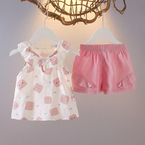 2022 baby foreign air sleeveless summer dress suit 1-2-3 years old Child sleeveless blouse Summer Little baby Two sets 4