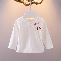 2022 springtime girl long sleeve T-shirt casual 1-2-3-year-old female baby spring dress pure blouse baby with undershirt tide