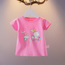 Female Baby Summer Dress Girl Short Sleeve Long Foreign Air Korean Version Baby Compassionate Summer Clothes 4 Children One Year T-shirt Blouse