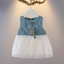 Female Baby Sleeveless Dress Foreign Air Girl Child Skirt Summer T-shirt 1-2-3 Year Old Baby Princess Dresses Summer Dress Wave