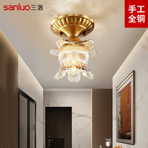 All copper crystal light luxury porch ceiling lamp Hall lamp European and American simple Creative Corridor aisle sun lamp Q011