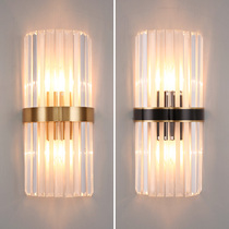Nordic post-modern light luxury wall lamp all copper crystal modern simple living room background wall bedroom bedside lamp 003