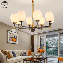 Nordic chandelier living room lamp all copper American simple postmodern creative bedroom lamp dining room lamp special price 79016