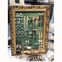 Earrings jewelry storage plate earrings display rack plate hanging wall jewelry props retro necklace photo frame display