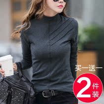 Velvet base shirt womens 2020 new slim autumn and winter thickened one-piece velvet semi-high collar wild cotton Western style