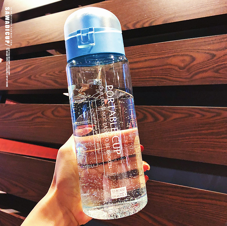 large capacity water cup handy cup plastic outdoor fitness kettle female student couple summer leak proof cup portable