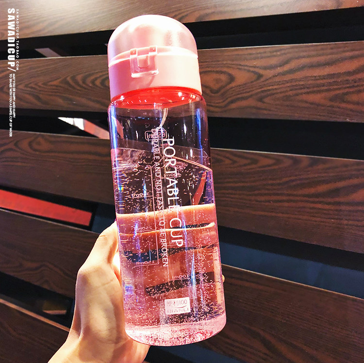 large capacity water cup handy cup plastic outdoor fitness kettle female student couple summer leak proof cup portable
