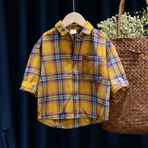 Baby plaid shirt long sleeve boy spring and autumn thin 2021 autumn dress Korean children cotton shirt autumn boy coat