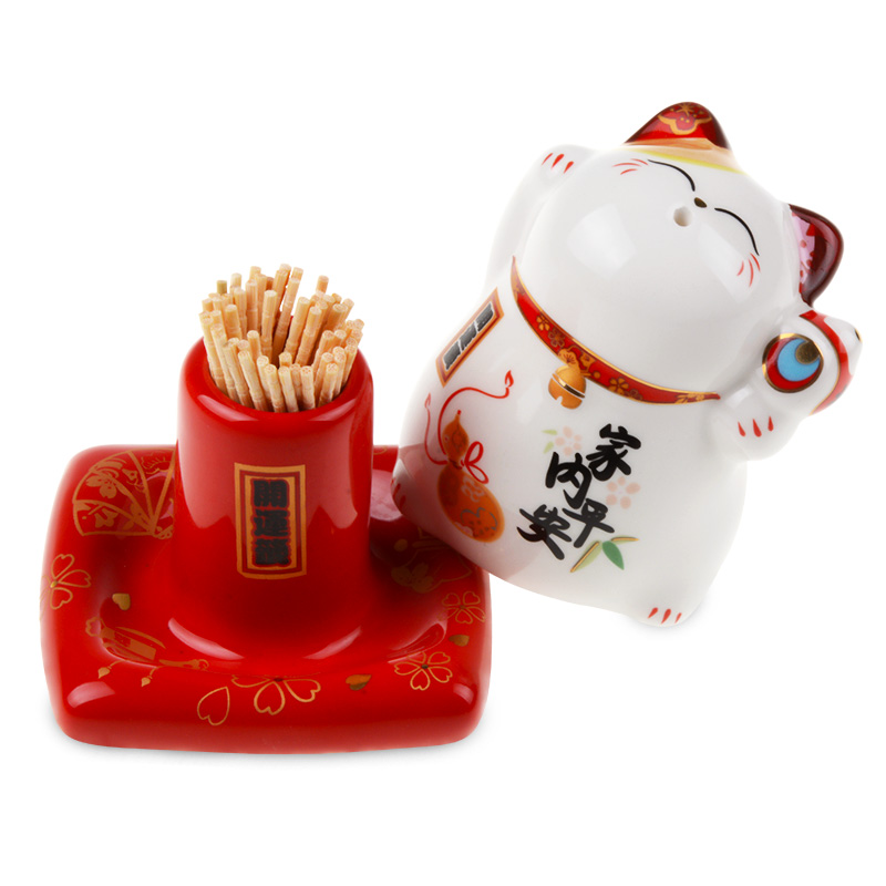 Home in peace plutus cat toothpicks extinguishers ceramic creative fashion household toothpick box of toothpicks can furnishing articles