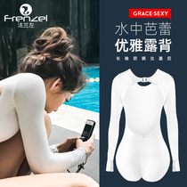 FRENZEL flange left sexy backless bikini sunscreen long-sleeved one-piece swimsuit female slimming free diving suit