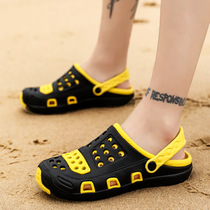 2021 summer new Korean version of hole shoes mens outer wear sandals mens non-slip soft bottom outdoor couple beach shoes