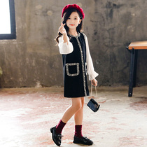 Parent-child dress female dress 2021 Autumn New middle child Super Foreign Air small fragrant wind girl princess skirt