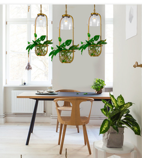 美式艺术绿植物吊灯个性田园餐厅灯创意吧台北欧现代简约阳台灯具