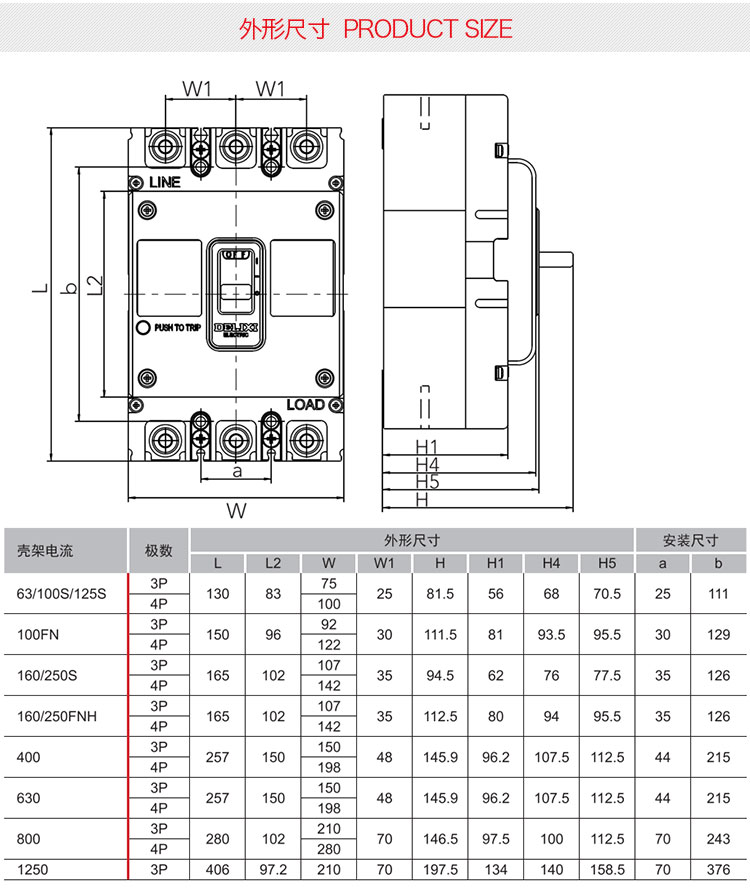 空开规格型号表图片