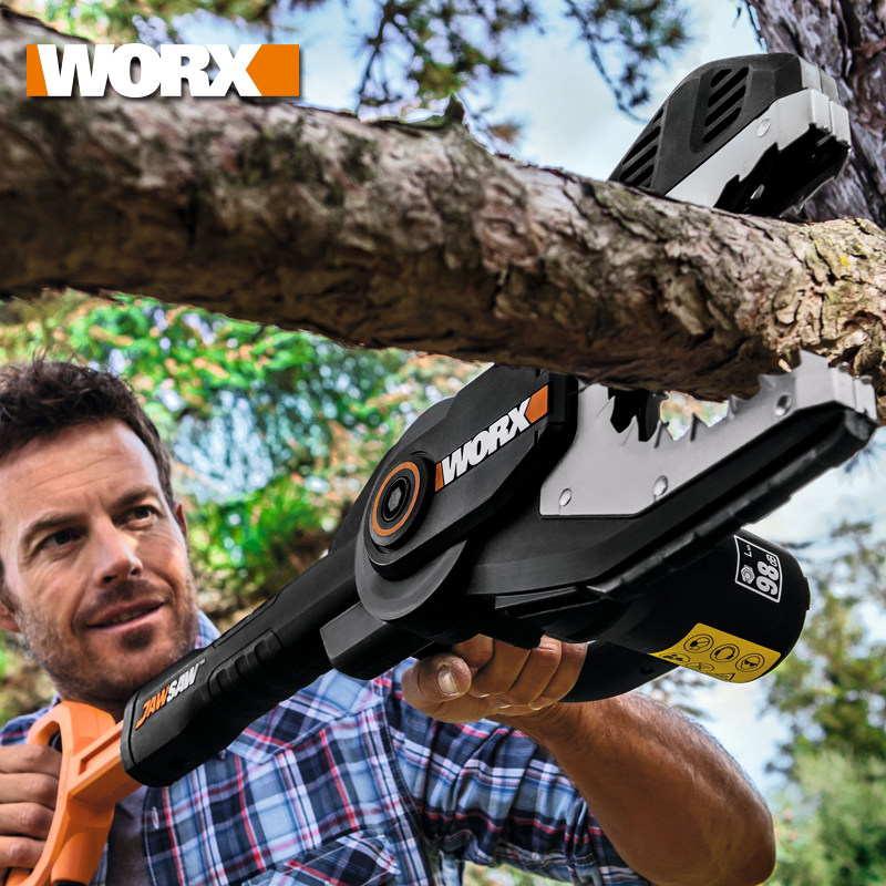 威克士20伏锂电电链锯wg329e 家用电锯伐木锯 休闲园艺电动工具