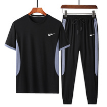 Nike new summer Tencel sportswear leisure suit Mens ice silk short-sleeved T-shirt quick-drying fitness pants