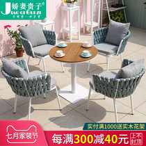 Outdoor table and chair combination Balcony Leisure simple Nordic table and chair Outdoor Cafe Milk tea shop Courtyard Garden table and chair