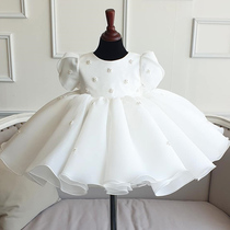Year Old Female Baby Dress Foreign Air Girl 100 days Spring high-end fluffy dress Flower Wedding Little Girl Princess Dress