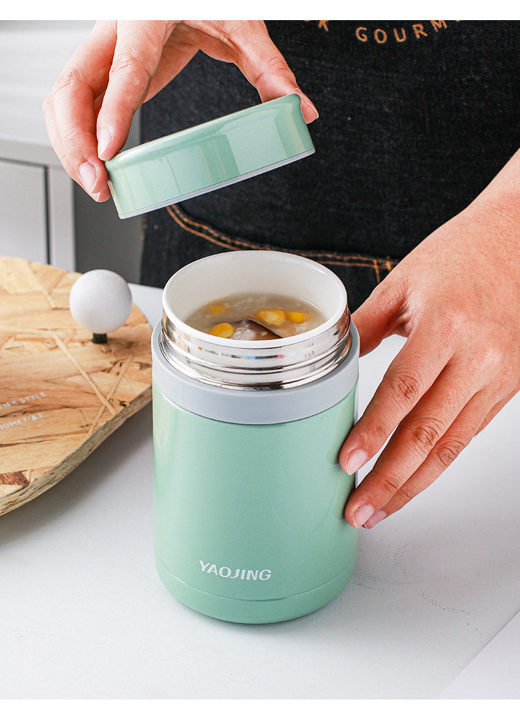 陶瓷内胆多功能保温杯办公室食物罐早餐杯粥杯焖烧杯简约轻巧便携