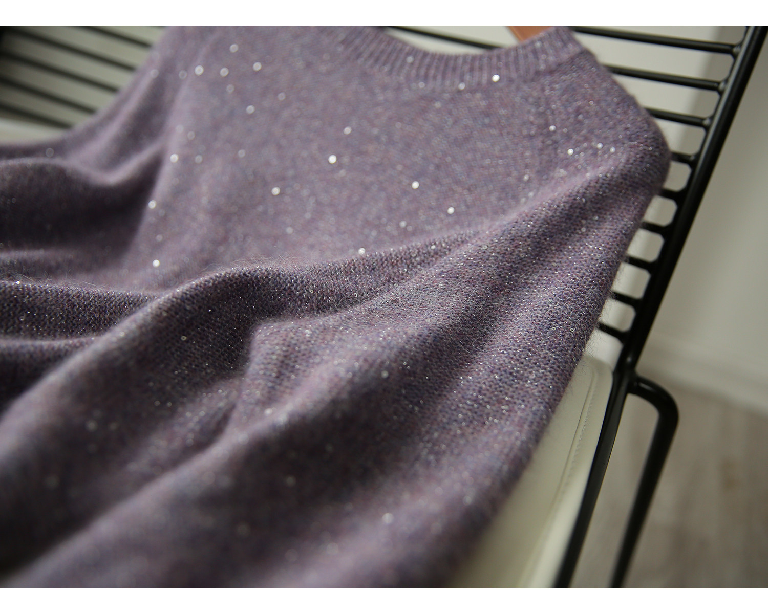 zyt362228vg 繁星微闪!薰衣草紫 珠片软糯轻暖 圆领针织毛衫