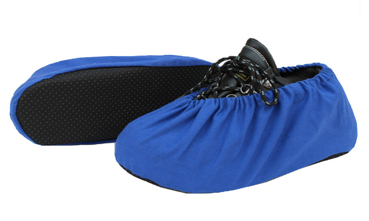 拍一发十鞋套家用布鞋套可洗绒布防滑带底加厚纯棉布样板间绣logo