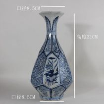 Jingdezhen antique porcelain hand-painted Yuan blue and white flowers and plants six bottles antique high imitation imitation Yuan blue and white vase