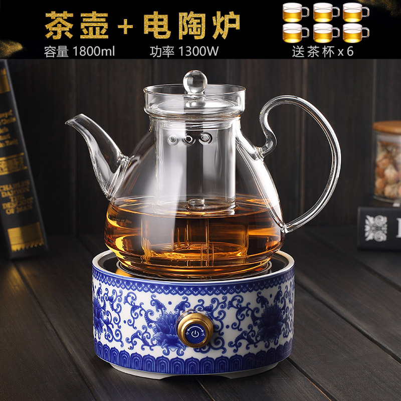 The Heat - resistant glass teapot electric TaoLu household suit black tea boiled tea filter remove flower pot steaming kettle thickening single pot