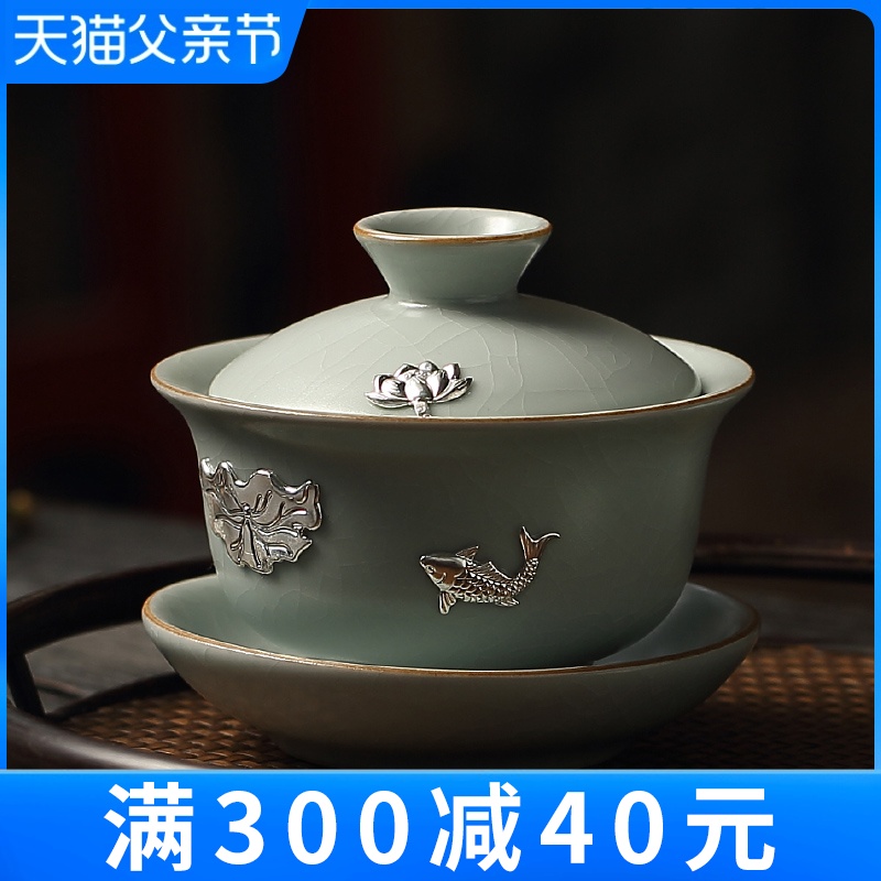 The From your up tea sets Taiwan FengZi ceramic cups household manual only three silver tureen lid