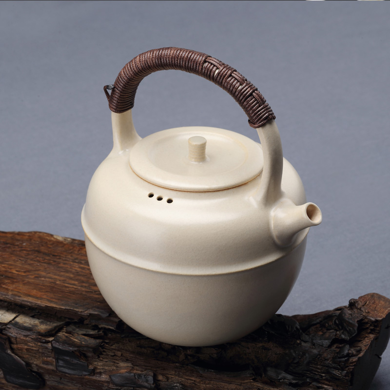 Jingdezhen soda glaze manual single pot of household ceramic teapot household white clay pot of kung fu can start can raise the teapot