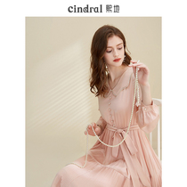 Hedi Spring 2022 New Womens Pink Dress Slim Design Pleated French Gentle Skirt