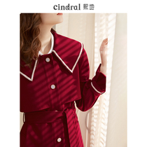 Hedi womens clothing 2022 new spring red trench coat womens mid-length pop pop small coat coat