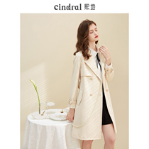 Hidi 2022 spring new fashionable coat small elegant goddess fashion mid-length beige trench coat women