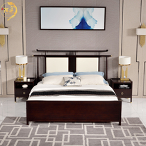 New Chinese style solid wood bed ebony 18m luxury double bed master bedroom Zen adult bed villa furniture customization