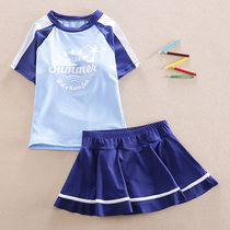 Girls conservative skirt swimsuit childrens split swimsuit middle and big children 12 students boxer pants girls swimsuit 15 years old