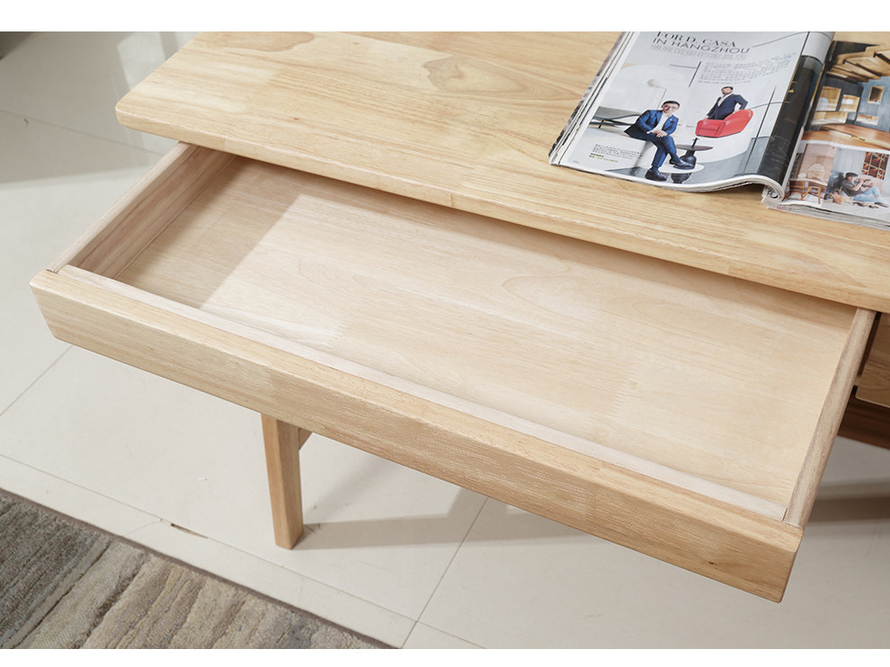 日式实木电脑桌北欧书桌家用简约学生写字台带抽屉办公桌子带书架