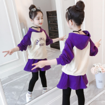 Girls foreign style suit skirt 2021 new autumn net red childrens sweater big virgin girl skirt two-piece tide