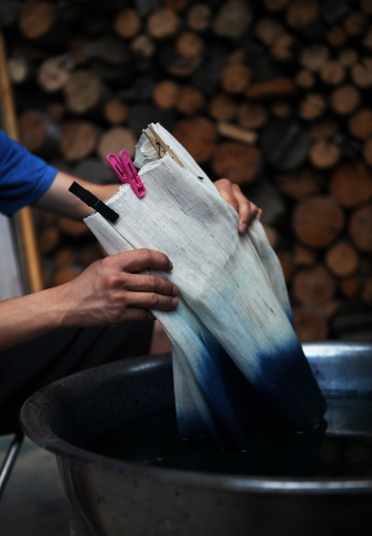 拙朴工舍 手工纺织棉麻苎麻蓝染吊染茶席 手工编织紫竹茶席