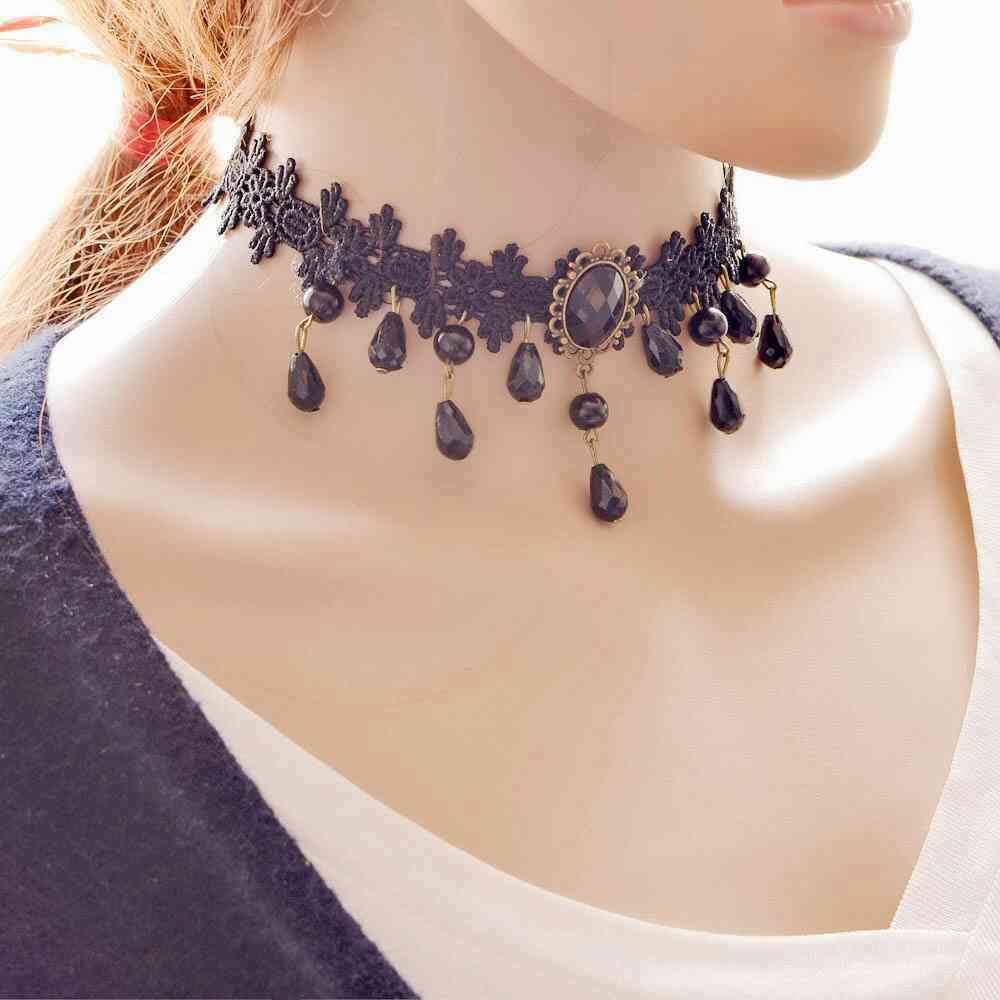 性感黑色蕾丝项圈女遮手术疤痕项链宽大颈带时