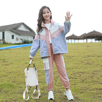 Girls spring autumn sports suit 2022 new large and medium children's fashionable casual two-piece girls' autumn clothing