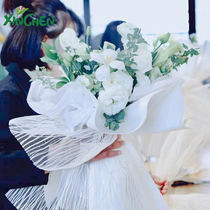 Xinchen Korean new vertical yarn lulu net goddess yarn rose coarse grid flower bouquet packaging material