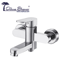 Aihua all-copper bathtub faucet Stainless steel 304 brushed bathroom bath hot and cold temperature adjustment triple faucet 2053